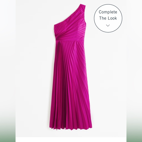 Abercrombie & Fitch Dresses & Skirts - Abercrombie & Fitch Giselle Pleated One Shoulder Maxi Dress Satin Pink Small S